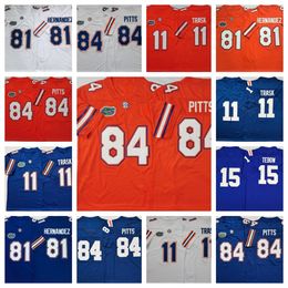 College Florida Gators football jersey In stock 11 Kyle Trask 81 Aaron Hernandez 84 Mark Pitts 15 Tim Tebow embroidery stitched jersey