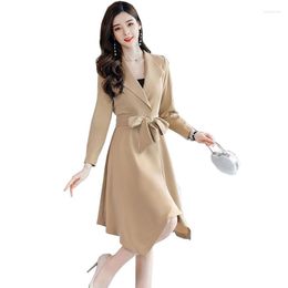 Women's Trench Coats Windbreaker NiceSpring Autumn Korean Wild Loose Fashion Jacket Female Mid-length Coat Suit Collar C