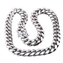 Miami Cuban Link Chain Necklace Men Hip Hop Gold Silver Necklaces Stainless Steel Jewelry249t