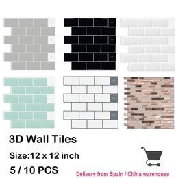 Wall Stickers 510pcs 3D Waterproof Kitchen Sticker 1212 inch Strong Adhesive Peel And Stick Tiles Home Wallpaper 231009