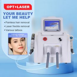 Direct Selling 2 handles Instrument Permanent Laser Ipl Hair Removal Mole Spot Freckles Remove YAG Laser Worry-free Tattoo Removal Machine for Beauty Salon Spa