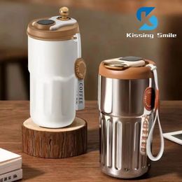Thermoses Smart Thermos Bottle Water Digital Led Temperature Coffee Mug Cup Stainless Steel Hydroflask Portable Vacuum Flasks 231009