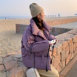 Women's Trench Coats Thick Warm Women Parkas Oversized Stand Collar Korean Style Bubble Coat 2023 Winter Solid Color Cotton Jackets