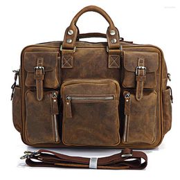 Duffel Bags Vintage Crazy Horse Leather Men Travel Bag Of Trip Duffle Luggage Overnight Weekend Carry On