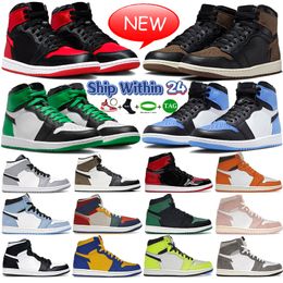 Palomino 1 1s mens basketball shoes Satin Bred UNC Toe Washed black pink Lost Found lucky green ice university blue bred patent Dark Mocha Womens Sneakers trainers