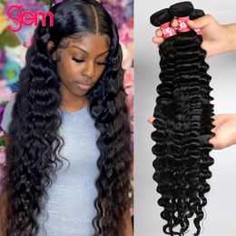 Lace Wigs Deep Wave Bundles Human Hair Brazilian Weaving 100 Raw Virgin 30 Inch 3 4 Deal Curly Natural 231007