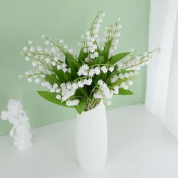 Decorative Flowers 35cm Artificial Bell Orchid Flower Bouquet Home Decoration Romantic White Country Wedding Party Desktop Decor