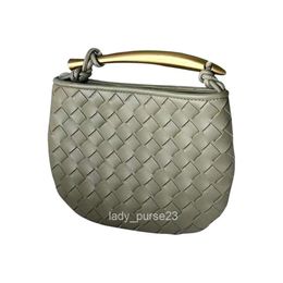 Same Botteega Bags Venetas Sardines Bvbag Kylie Sardine Bag Designer Small Crowd Mini Real Cowhide Woven Metal Half Moon Single Shoulder Cross Body Handbag