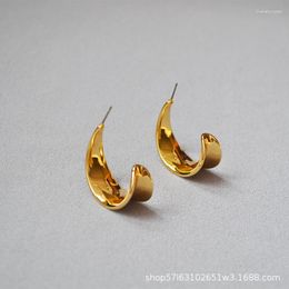 Hoop Earrings Exaggerate Small Celebrity Style C Type Pure Copper Polished Plating Gold Plated Hook Atmospheric Fashion 925 Silver Needle