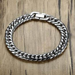 Link Chain Miami Cuban Link Mens Bracelet In Silver Tone Stainless Steel Heavy Armband Pulseira Bileklik Male Jewellery 8-14 Mm 21-215C