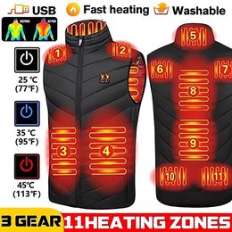 Men's Vests 11 zones Electric Heated Vest Waterproof Heating Vest for Men and Women Heated Gilet Jack Men Electric USB Heated Vest Jacket W 231009