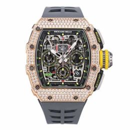 Automatic Mechanical Richarmill Watches Sport Wristwatches Luxury Watch barrel-shaped Men's Series RM11-03 18K Rose Gold Original Diamond Men WN-JTII