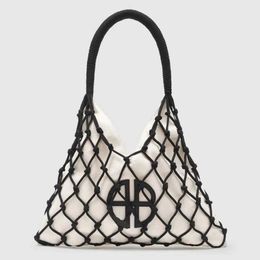 Small Design AB Same GAIA White Woven Rope Detail Canvas Bag Women's Bag Net Red Casual Shoulder Handbag 231009