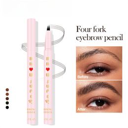 Micro Brush Eyebrow Pencil Waterproof Fork Tip Eyebrow Tattoo Pencil Durable Fine Sketch Liquid Eyebrow Pencil