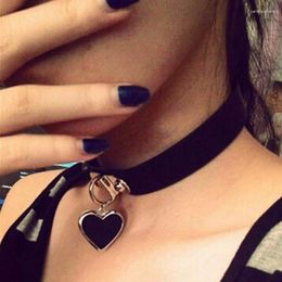 Chains Leather Collar Necklace Female Gothic Love Chain Heart-shaped Choker Creative Accessories