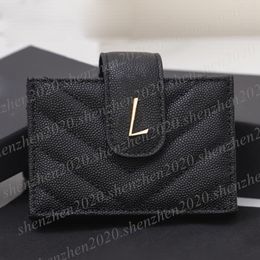 Fashion Mini Card Bag with Metal Brand Logo 5 Slots Credit Card Holder 11x7x2cm