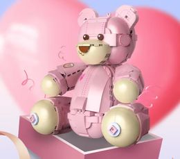 Wholesale Bear Figure Toys Custom Teddy Bear Brick Building Blocks Toys Little Pink Bear Cartoon Anime Model Build KitsDecoration Toy Christmas Gift Toy For Girl