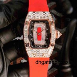 Milles Watch Richads Mile Wristwatch Designer Business Leisure Richa Rm0701 Automatic Machine Full Diamond Rose Gold Case Tape Womens