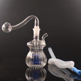 Spiral Shape Glass Oil Burner Bong Matrix Birdcage Perc Clear Pyrex Thick Bubbler Water Pipe Recycler Ashcatcher Bong Shisha Hookah with Male Oil Burner Pipes