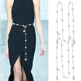 Belts Adjustable Simple Metal Buckle Alloy Acrylic Pearl Waist Belt Chain Accessories Waistband