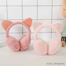 Ear Muffs Children Cat Ear Plush Earmuffs Shiny Soft Earflaps Headband for Kids Boys Girls Fashion Vintage Ear-cap Winter Outdoor R231009