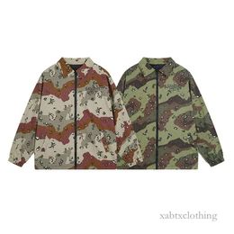 2023 new Designer jacket new letter printed desert camouflage coach jacket high street lapel trend casual zipper jacket