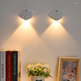 Настенный светильник с магнитной присоской, перезаряжаемый умный светодиодный светильник с датчиком человека, трехцветный светильник, лампа для дома