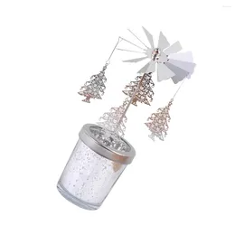 Candle Holders Rotating Windmill Candlestick Holder Cup Christmas Decorations (Silver) Sail