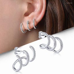 Stud Earrings Creative Simple Lines 925 Sterling Silver For Women Men Vintage Unusual Irregular Metal Jewelry