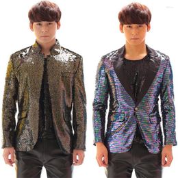 Men's Suits Suit Men Stylish Blazers 2023 Jacket Designs Costumes Stage Clothes For Singers Dance Blazer Multicolour Gradient Paillette