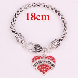 Charm Bracelets Sister In Christ Pave Heart Bracelet Lobster Clasp