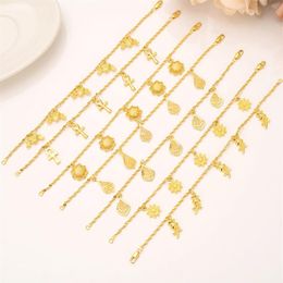 Girls Bangle Women Fine Gold Love Cross flos Bracelets Jewellery Hand Chain kids sundry pendant pick pendant hang296g