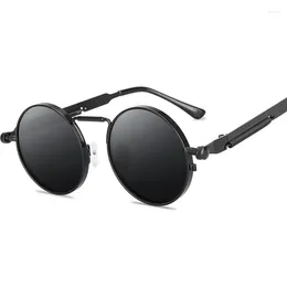 Sunglasses Retro Round Men Women Brand Designer Punk Style Windproof Metal Frame Vintage Sun Glasses