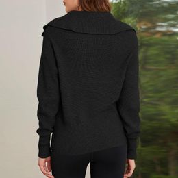 Women's Knits Women Zip Up Knit Sweater Cozy Ribbed Casual Crochet Cardigan Solid Color Comfy Fall Winter Outwear Coat