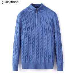 New Mens Designer Polo Sweater Fleece ralphs Shirts Thick Half Zipper Warm Pullover Slim Knit Knitting Lauren Jumpers Small horse Brand Cotton Sweatshirt