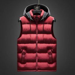 Men's Vests Autumn Hooded Vests Men Sleeveless Jacket Casual Fashion Vest Hat Hooded Warm Thick Vest Winter Waistcoat Men's Windbreaker 5XL 231009