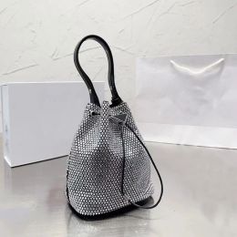 Fashion Sparkling Women Super Designer Full of Diamonds Crystal Bucket Womens Crossbody Mini Tote Shoulder Bag Handbag Wallet