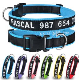 Dog Collars Leashes Adjustable Nylon Products Custom Free Embroidered Name Dogs Collar Personalized Puppy Medium Large Unisex 231009