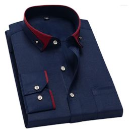 Men's Casual Shirts High Quality Men Shirt Long Sleeve Will Solid Causal Formal Business Brand Man Dress Plus Size 4XL 5XL