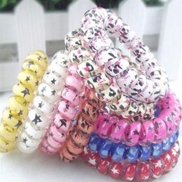 Mixed Colour Leopard Star Hair Rings Telephone Wire Elastics Bobbles Hair Tie Bands Kids Adult Hair Accessories Can used as Bracele2805