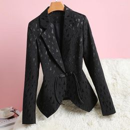 Women's Jackets Black Small Business Suit Coat Short 2023 Spring Slim-Fitting Fashion Buckle Retro Easy Matching Women