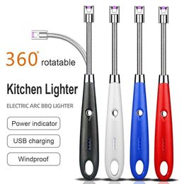 Lighters USB ARC Pulse Ignitor Kitchen Candle No Gas Stove Ignition Tools 360 Degree Hose Rechargeable Portable Outdoor BBQ Electric Lighter LT9P