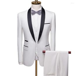 Men's Suits High End Plus Size Blazer Coat Vest Pants Business Gentleman Luxury Banquet Lapel Slim 3 Piece Suit Set Groom Dress Jacket