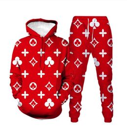 Men Tracksuits Two Piece Sets Patchwork 3d Printed Zipper Pullover Hoodies Jogging Pants Slim Sweatshirt Outfits Hip Hop Streetwea340G