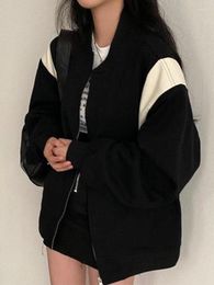 Women's Jackets Black Bomber Jacket Women Korean Fashion Zipper Baseball Coat Female Autumn Vintage Harajuku Loose Long Sleeve Oversized