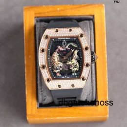 RichardMill Watch Richads Mile Mens Bucket Type Fully Automatic Rm51 Miller with Diamond Personality Sports Colored Dragon and Tiger Large Dial Mechan