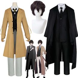 Anime Bungo Stray Dogs Dazai Osamu Cosplay Costume Long Jacket Coat Trench Suits Outfit Uniform Halloween Christmas Clothescosplay