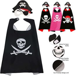 Pirate Cape Costume Kids Set Children's Pirate Cloak Mask Children Boys Halloween Christmas Cosplay Party Giftscosplay