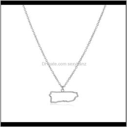 Pendant & Pendants Jewelry Drop Delivery 2021 10Pcs Tiny North America Caribbean Rico Map Necklace Outline Country State City Isla2263