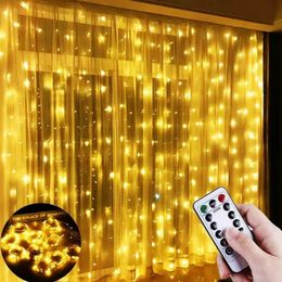 3M LED USB/Battery Curtain String Fairy Lights Christmas Garland Remote For New Year Party Garden Home Wedding Decoration